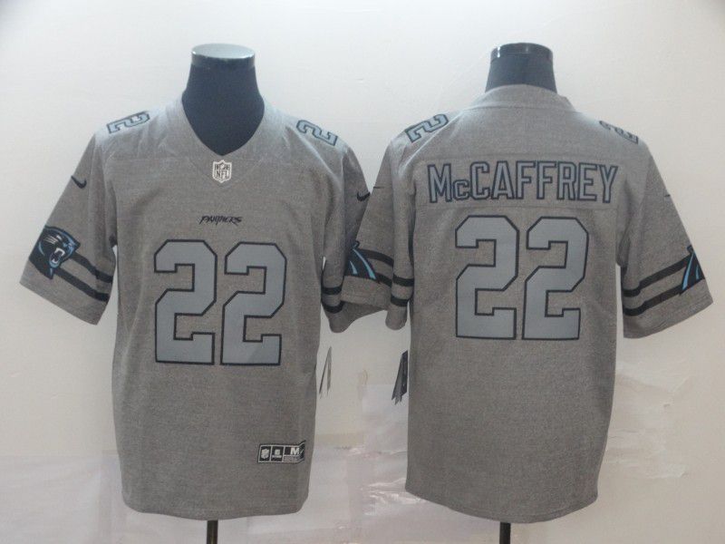 Men Carolina Panthers 22 Mccaffrey Grey Retro Nike NFL Jerseys